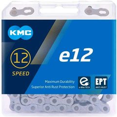 Ланцюг KMC e12 EPT 12 швидкостей 130 ланок срібний + замок