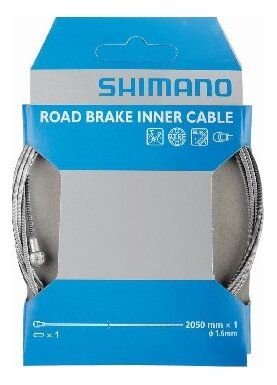 Тросик гальмівний Shimano шосе 2050x1.6мм нержавійка з SIL-TEC