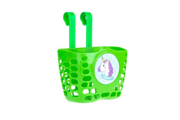 Корзина детская пластиковая на руль ONRIDE Bundle Mini зеленая для велосипедов 12-14"