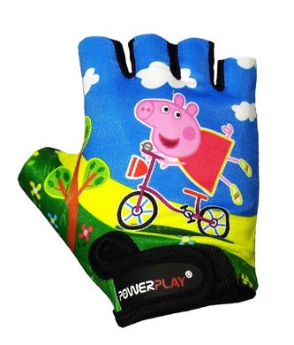 Велоперчатки детские PowerPlay 5473 Peppa Pig голубые XS (возраст 7-9 лет)