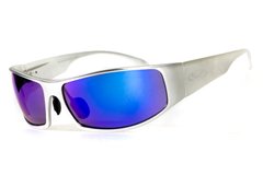 Окуляри захисні Global Vision BAD-ASS-1 Silver (G-Tech™ blue) дзеркальні сині в сріблястій металевій оправі