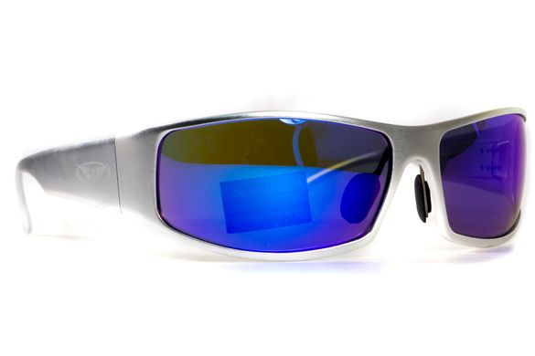 Очки защитные открытые Global Vision BAD-ASS-1 Silver (G-Tech™ blue) синие зеркальные