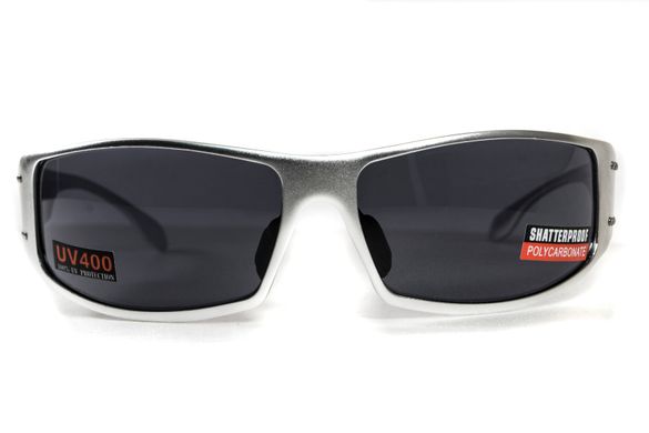 Окуляри захисні Global Vision BAD-ASS-2 Silver (gray) чорні в сріблястій металевій оправі