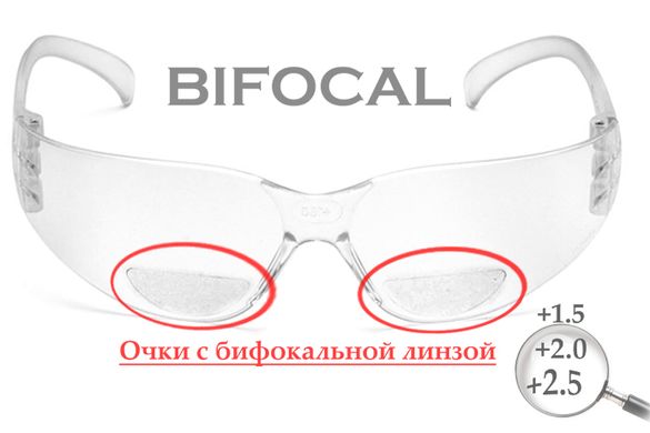 Окуляри біфокальні (захисні) Pyramex Intruder Bifocal (+1.5) (clear) прозорі