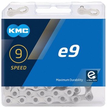 Цепь KMC e9 Silver 9 скоростей 122 звена серебряный + замок